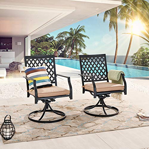 LOKATSE HOME Patio Swivel Rocker Furniture Metal Outdoor Dining Chairs with Cushion Set of 2