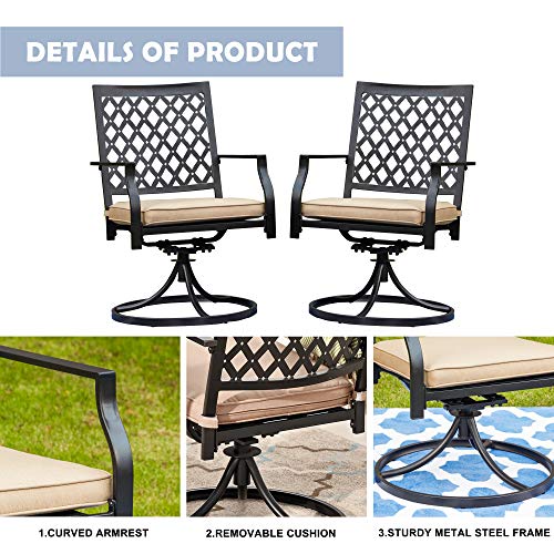 LOKATSE HOME Patio Swivel Rocker Furniture Metal Outdoor Dining Chairs with Cushion Set of 2