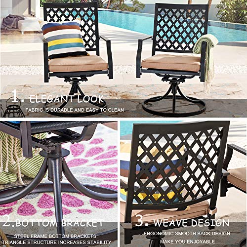 LOKATSE HOME Patio Swivel Rocker Furniture Metal Outdoor Dining Chairs with Cushion Set of 2