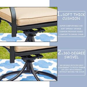 LOKATSE HOME Patio Swivel Rocker Furniture Metal Outdoor Dining Chairs with Cushion Set of 2