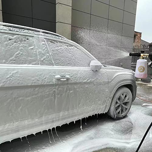 GDHXW 2 Liter Foam Cannon Pressure Washer Gun Heavy Duty Car Foam Blaster Big Mouth Adjustable Snow Foam Lance Thick Foam with 5 Nozzles and Quick Connector