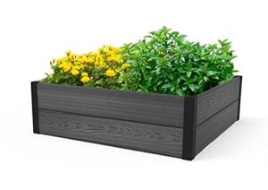 keter maple raised garden bed, durable outdoor planter for vegetables, flowers, herbs, and succulents, grey