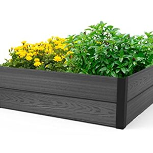 Keter Maple Raised Garden Bed, Durable Outdoor Planter for Vegetables, Flowers, Herbs, and Succulents, Grey