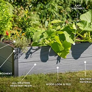 Keter Maple Raised Garden Bed, Durable Outdoor Planter for Vegetables, Flowers, Herbs, and Succulents, Grey