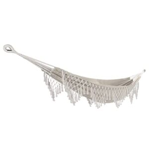 bliss hammocks bh-400wfrca polyester hand-braided hammock in a bag decorative fringe, natural brown