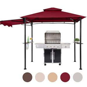 fab based 5×11 grill gazebo, outdoor bbq grill patio canopy with extra shadow & led lights, barbeque gazebo canopy (red)