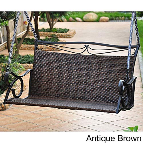 International Caravan Lisbon Loveseat Porch Swing in Antique Brown