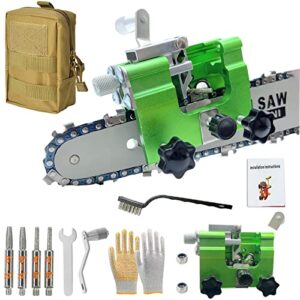chainsaw sharpening kit, fast hand crank chainsaw sharpener, portable chain saw sharpener tool with carrying bag, cleaning brush & gloves, easy to use chain saw blade sharpener for 4″-22″ chain saws