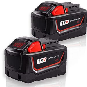 【3RD-Generation!】 TenHutt 2 Pack 6.0Ah M18 18V Replacement Battery for Milwaukee M18 Battery 48-11-1820 48-11-1850 48-11-1860 48-11-1828 48-11-10 for Milwaukee Cordless Power Tools Lithium Battery