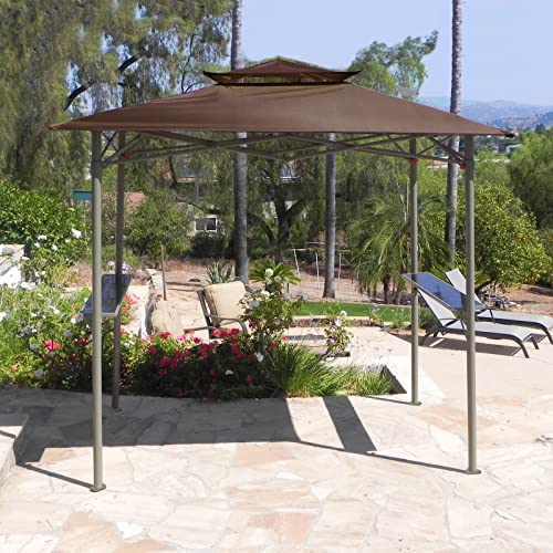 CROWN SHADES 8 x 5 Grill Gazebo Outdoor BBQ Gazebo Canopy, Assembly Process Without Any Tools, Very Easy (Coffee)