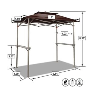 CROWN SHADES 8 x 5 Grill Gazebo Outdoor BBQ Gazebo Canopy, Assembly Process Without Any Tools, Very Easy (Coffee)