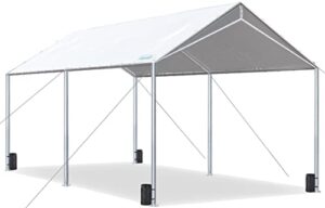 quictent 10x20’ft upgraded heavy duty carport car canopy party tent with reinforced steel cables-white