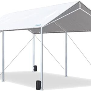 Quictent 10X20'ft Upgraded Heavy Duty Carport Car Canopy Party Tent with Reinforced Steel Cables-White