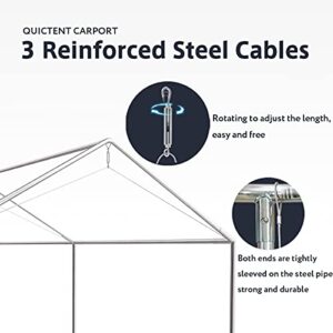 Quictent 10X20'ft Upgraded Heavy Duty Carport Car Canopy Party Tent with Reinforced Steel Cables-White