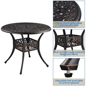 Yaheetech 5-Piece Outdoor Furniture Dining Set, All-Weather Cast Aluminum Conversation Set for Yard Garden Deck, Includes 4 Chairs and 1 Round Table with Umbrella Hole