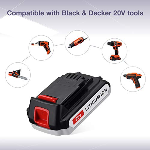 3000mAh 20V Replacement Battery with Charger for Black+Decker,Battery Replace for LBXR20 LBXR20-OPE LB20 LBX20 LBX4020 LB2X4020-OPE,Cordless Tool Battery with 16V/20V Output Battery Charger