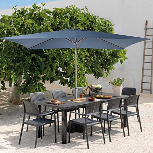 COBANA 6.6 x 9.8ft Rectangular Patio Umbrella, Outdoor Table Market Umbrella with Push Button Tilt/Crank, Dark Blue