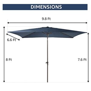 COBANA 6.6 x 9.8ft Rectangular Patio Umbrella, Outdoor Table Market Umbrella with Push Button Tilt/Crank, Dark Blue