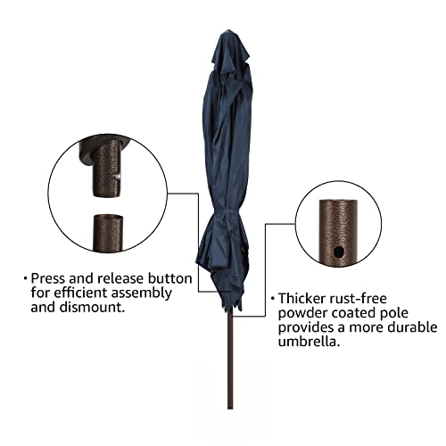 COBANA 6.6 x 9.8ft Rectangular Patio Umbrella, Outdoor Table Market Umbrella with Push Button Tilt/Crank, Dark Blue