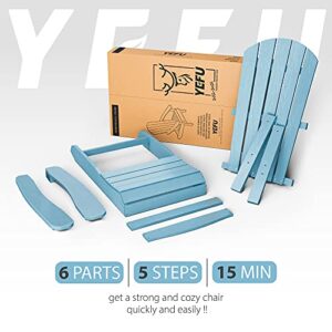 YEFU Classic Adirondack Chair Plastic Weather Resistant with Ottaman, Adirondack Foot Rest & Patio Chair, Weather Resistant, Widely Used in Outdoor, Fire Pit, Deck, Outside, Campfire Chairs(Blue)