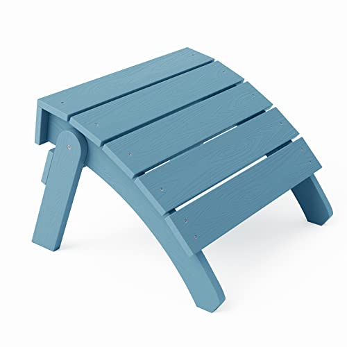 YEFU Classic Adirondack Chair Plastic Weather Resistant with Ottaman, Adirondack Foot Rest & Patio Chair, Weather Resistant, Widely Used in Outdoor, Fire Pit, Deck, Outside, Campfire Chairs(Blue)