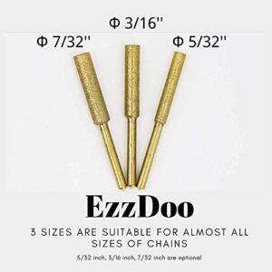 EzzDoo Bits Titanium Plated Diamond Sharpening Wheels - High Hardness 5/32 chainsaw files for Electric Chainsaw Sharpener. 8 pcs.(5/32'', 4.0mm)