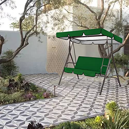 RNSUNH Replacement Canopy for Swing Patio Swing Canopy Replacement Top Cover & Seat Cover Waterproof 3 Seater Outdoor Swing Canopy Replacement Cover for Patio Swing Garden Swing Outdoor(Green)