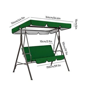 RNSUNH Replacement Canopy for Swing Patio Swing Canopy Replacement Top Cover & Seat Cover Waterproof 3 Seater Outdoor Swing Canopy Replacement Cover for Patio Swing Garden Swing Outdoor(Green)