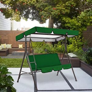 RNSUNH Replacement Canopy for Swing Patio Swing Canopy Replacement Top Cover & Seat Cover Waterproof 3 Seater Outdoor Swing Canopy Replacement Cover for Patio Swing Garden Swing Outdoor(Green)