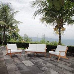 modway eei-3332-nat-whi-set saratoga 3 piece outdoor patio teak set in natural white