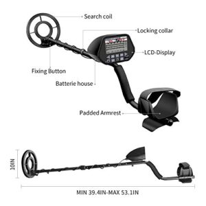 Metal Detector, Professional High Accuracy Metal Detector for Adults & Kids, Adjustable Beach Waterproof Gold Detector with Pinpoint & Sensitive Search Coil, with Multiple Audio Prompts &DISC Modes