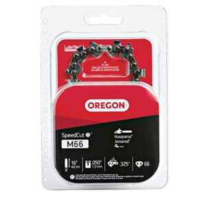 oregon m66 speedcut chainsaw chain for 16-inch bar – .325-inch pitch, .050-inch gauge, 66 drive links, replacement low-kickback chainsaw blade, fits many husqvarna & jonsered models (95txl066g)