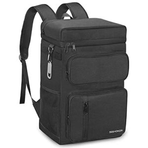 insulated cooler backpack leakproof backpack cooler 45 can large soft cooler bag to picnic travel for men women (black)