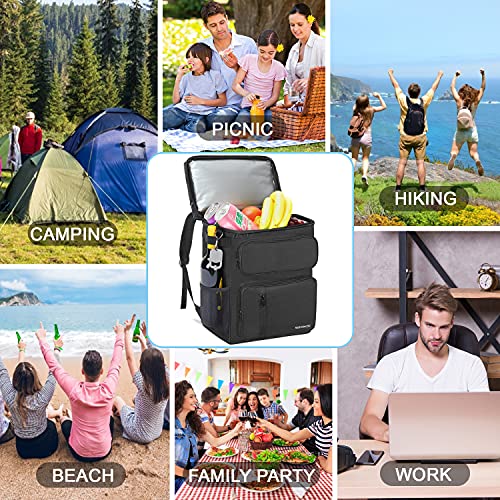 Insulated Cooler Backpack Leakproof Backpack Cooler 45 Can Large Soft Cooler Bag to Picnic Travel for Men Women (Black)