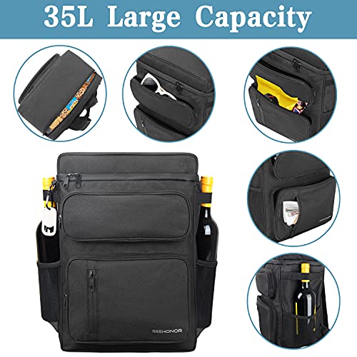 Insulated Cooler Backpack Leakproof Backpack Cooler 45 Can Large Soft Cooler Bag to Picnic Travel for Men Women (Black)