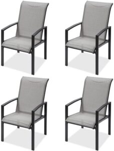 dulce domi patio chairs set of 4, rust-free outdoor chairs w/metal slat finish, 2×1 textilene dining chairs set of 4, patio chairs l23”xw22”xh38” max weight 280 lbs