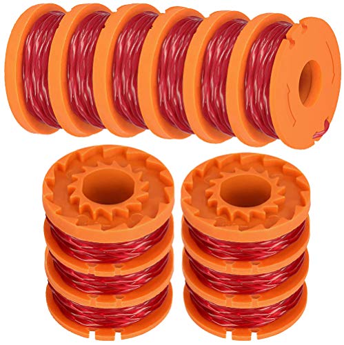 TOPEMAI WA0010 Replacement Trimmer Spool Line 0.065” for Worx WG154 WG163 WG160 WG180 WG175 WG155 WG151 String Trimmer (12 Spools + 3 Caps)