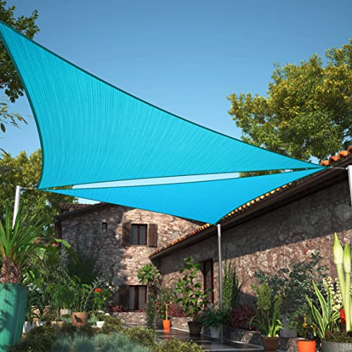 ShadeMart 22' x 22' x 22' Turquoise Sun Shade Sail Triangle Canopy Fabric Cloth Screen, Water Air Permeable & UV Resistant, Heavy Duty, Carport Patio Outdoor - (We Customize Size)