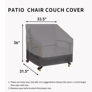 Easy-Going Waterproof Outdoor Lounge Chair Cover, Heavy Duty Patio Couch Cover, Windproof Outdoor Furniture Cover with Air Vent (2 Pack-33.5Wx31.5Dx36H inch, Gray/Dark Gray)