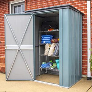 Spacemaker 4' x 3' Compact Outdoor Metal Backyard, Patio, and Garden Storage Shed Kit, Juniper Berry