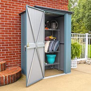 Spacemaker 4' x 3' Compact Outdoor Metal Backyard, Patio, and Garden Storage Shed Kit, Juniper Berry