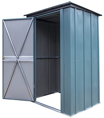 Spacemaker 4' x 3' Compact Outdoor Metal Backyard, Patio, and Garden Storage Shed Kit, Juniper Berry