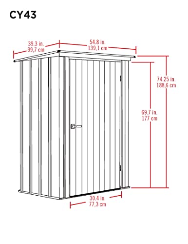 Spacemaker 4' x 3' Compact Outdoor Metal Backyard, Patio, and Garden Storage Shed Kit, Juniper Berry