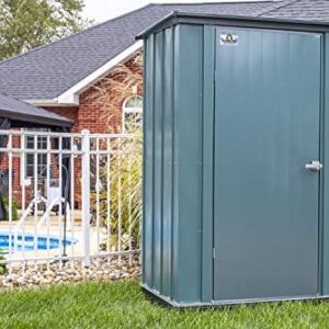 Spacemaker 4' x 3' Compact Outdoor Metal Backyard, Patio, and Garden Storage Shed Kit, Juniper Berry