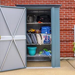 Spacemaker 4' x 3' Compact Outdoor Metal Backyard, Patio, and Garden Storage Shed Kit, Juniper Berry