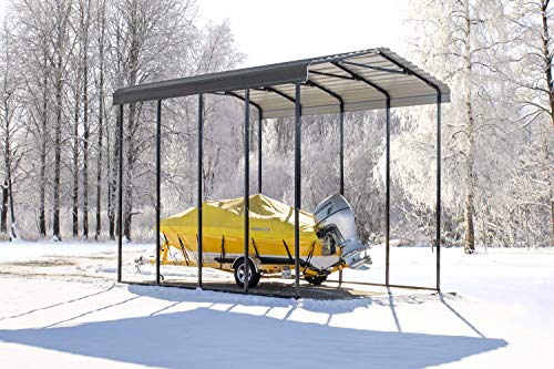 Arrow 14' x 20' x 14' 29-Gauge Metal RV Carport and Multi-Use Shelter for Large Vehicles- Charcoal
