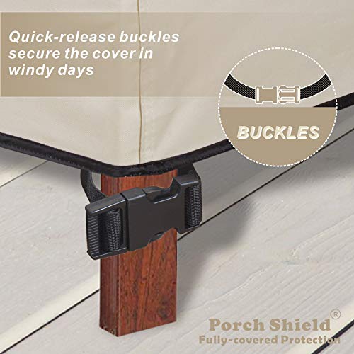 Porch Shield Patio Table Cover - Waterproof Outdoor Dining Table and Chairs Furniture Set Cover Rectangular - 84 x 56 inch, Light Tan & Khaki