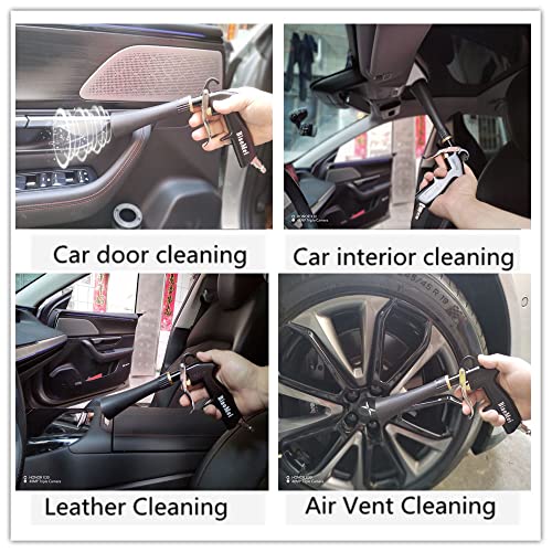 BIAOMEI High Pressure Car Interior Cleaning Gun Automobile Detailing Cleaning Car Detailing Dry Washing Gun with Brush (New ugrade Aluminum Tube Rotate), z-014