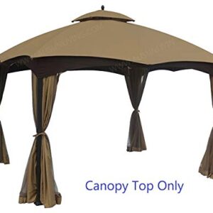 ALISUN Replacement Canopy Top for Lowe's 10' x 12' Gazebo #TPGAZ17-002C (Golden Brown Canopy Top Only)