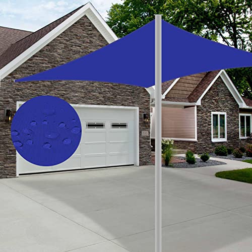 Tuosite Terylene Waterproof Sun Shade Sail UV Blocker Sunshade Patio Rectangle Knitted 220 GSM Block Fabric Pergola Carport Awning 8' x 10' in Color Blue